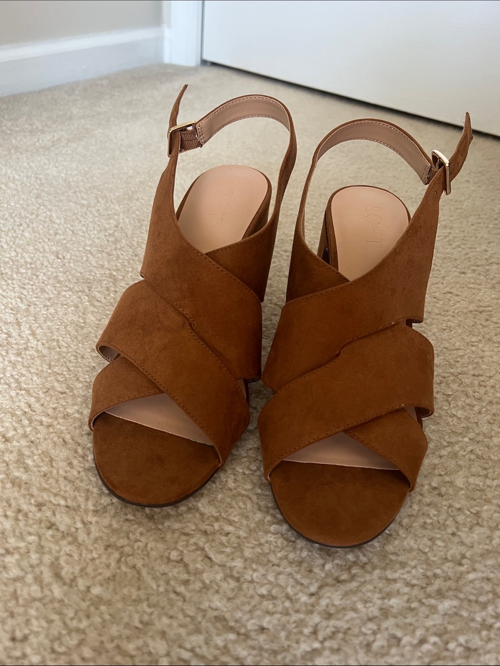 LOFT Brown Suede Crisscross Wedge Sandals BRAND NEW NEVER WORN!!!!